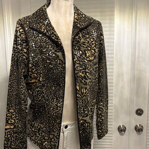 Stylish Leopard Print Shiny Women's Jacket size M